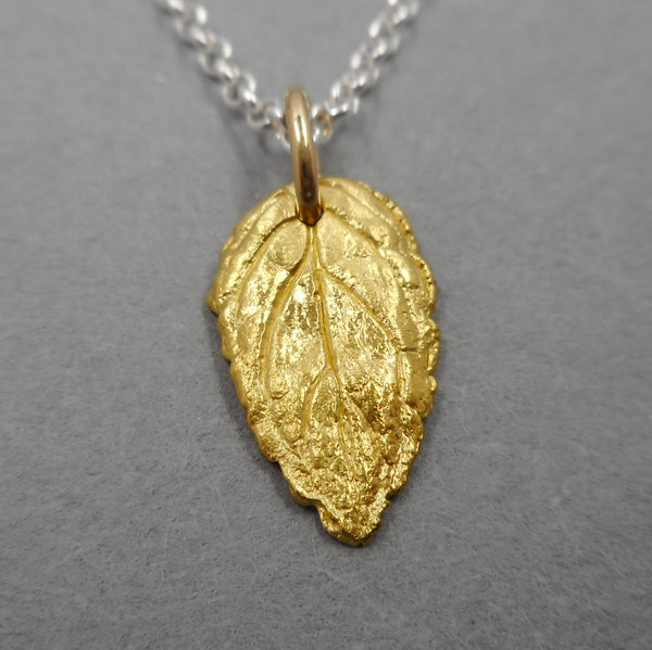 Mint Leaf Pendant in 22k Gold