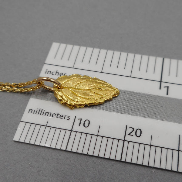Mint Leaf Pendant in 22k Gold