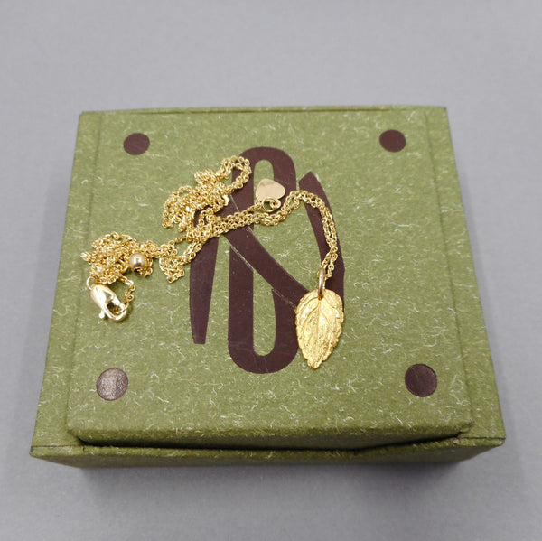 Mint Leaf Pendant in 22k Gold