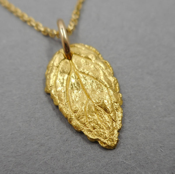 Mint Leaf Pendant in 22k Gold