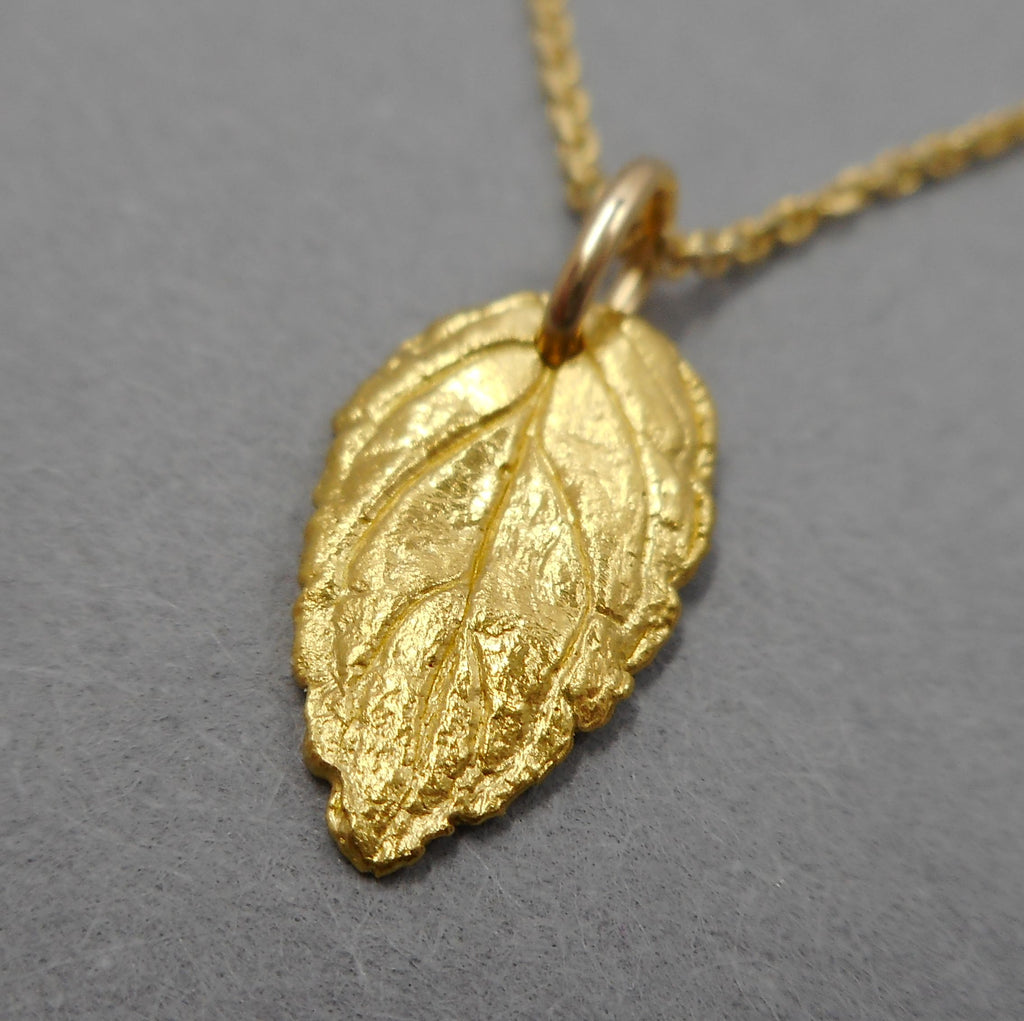 Mint Leaf Pendant in 22k Gold