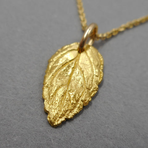 Mint Leaf Pendant in 22k Gold