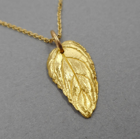 Mint Leaf Pendant in 22k Gold