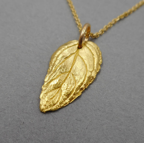Mint Leaf Pendant in 22k Gold