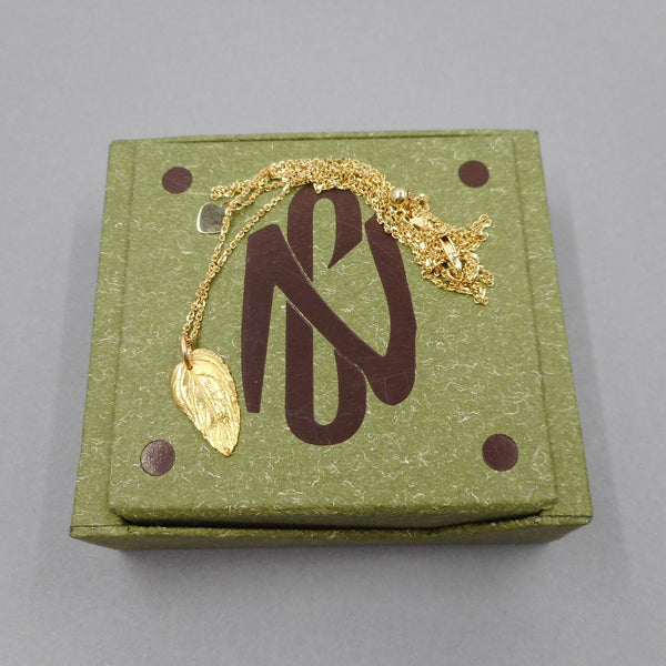 Mint Leaf Pendant in 22k Gold