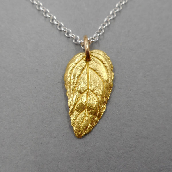 Mint Leaf Pendant in 22k Gold