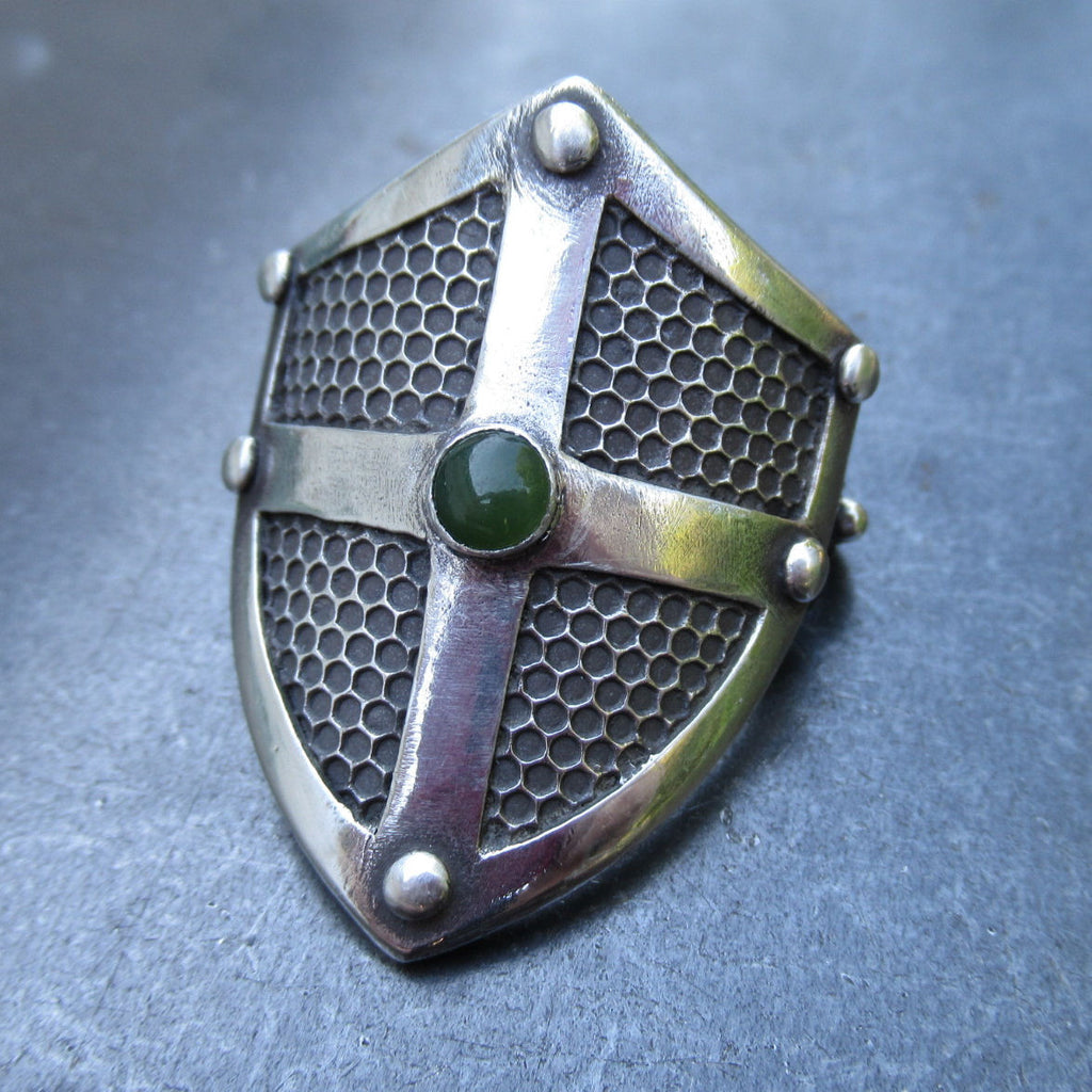 Shield with Grate Texture Ponytail Holder in Fine Silver - PartsbyNC Industrial Jewelry