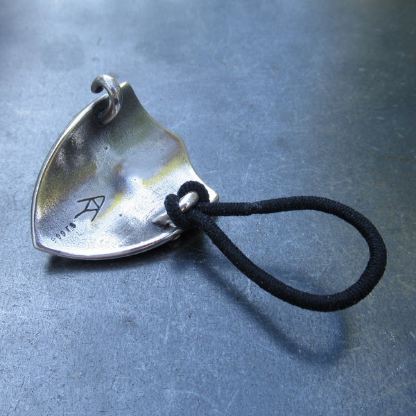 Shield with Grate Texture Ponytail Holder in Fine Silver - PartsbyNC Industrial Jewelry