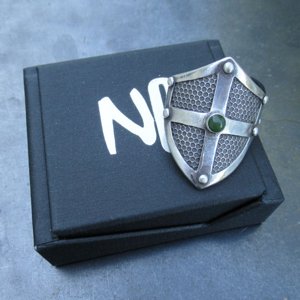 Shield with Grate Texture Ponytail Holder in Fine Silver - PartsbyNC Industrial Jewelry