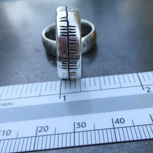 Custom Ogham Ring in Fine Silver and Diamonds - PartsbyNC Industrial Jewelry