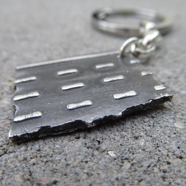 Key Chain Road Fragment in Sterling Silver - Own the Road - PartsbyNC Industrial Jewelry