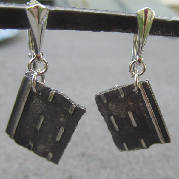 Road Fragment Earrings in Sterling Silver - Own the Road - PartsbyNC Industrial Jewelry