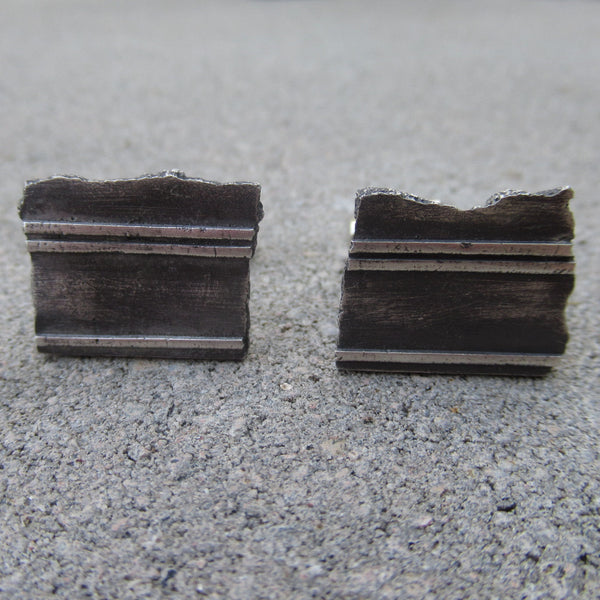 Road Fragment Cuff Links in Sterling Silver - Own the Road - PartsbyNC Industrial Jewelry