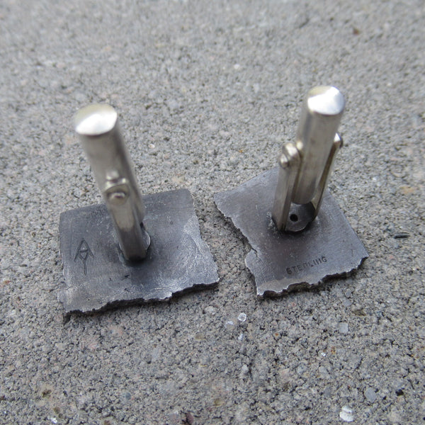 Road Fragment Cuff Links in Sterling Silver - Own the Road - PartsbyNC Industrial Jewelry