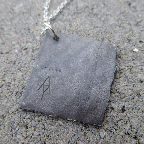 Large Road Fragment Pendant in Sterling Silver - Own the Road - PartsbyNC Industrial Jewelry