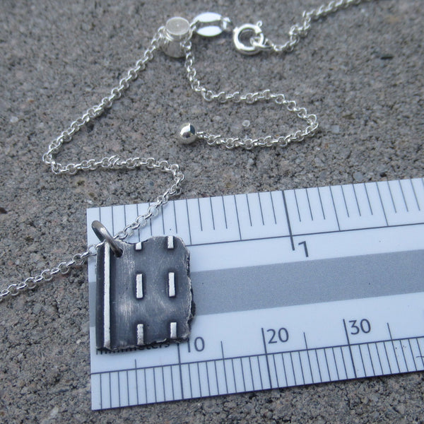 Small Road Fragment Pendant in Sterling Silver - Own the Road - PartsbyNC Industrial Jewelry