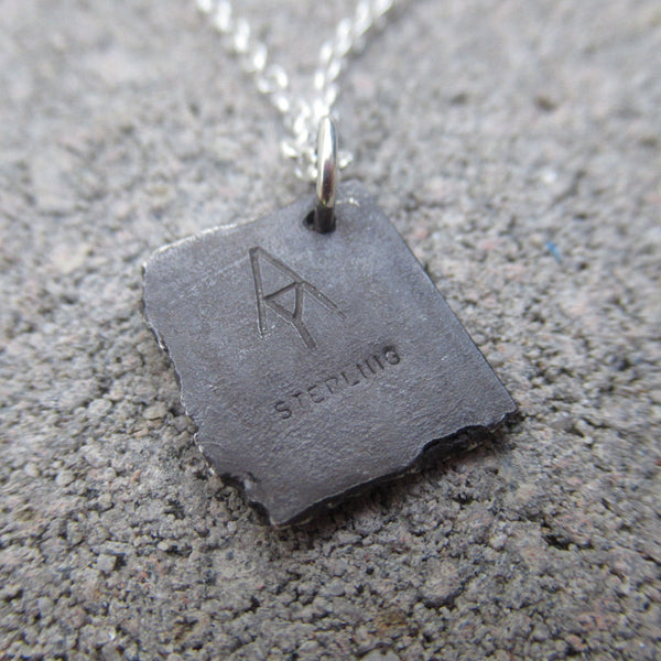 Small Road Fragment Pendant in Sterling Silver - Own the Road - PartsbyNC Industrial Jewelry