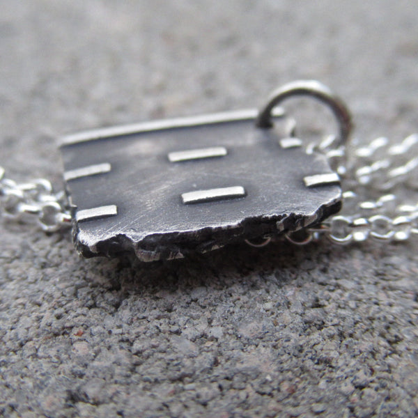 Small Road Fragment Pendant in Sterling Silver - Own the Road - PartsbyNC Industrial Jewelry