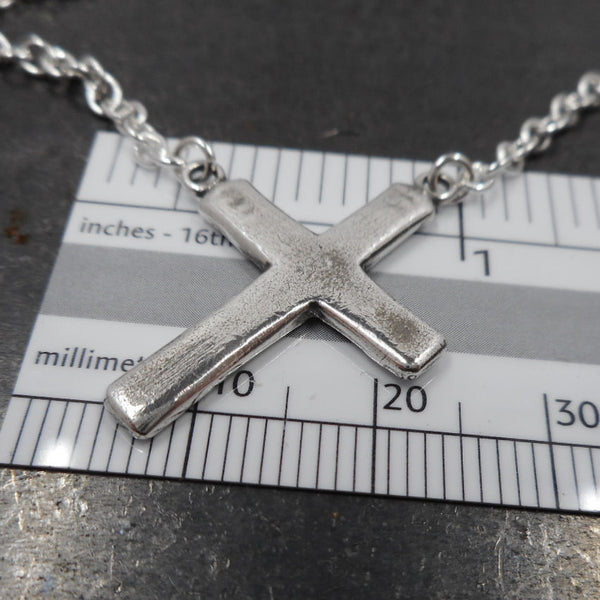 Hanging Cross Necklace in Sterling & Fine Silver - PartsbyNC Industrial Jewelry