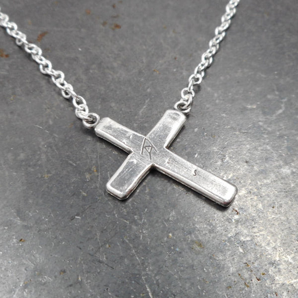 Hanging Cross Necklace in Sterling & Fine Silver - PartsbyNC Industrial Jewelry