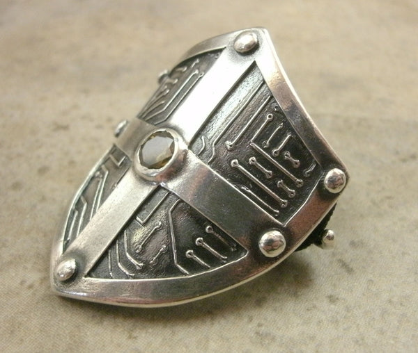 Cyber Shield Ponytail Holder in Fine Silver - PartsbyNC Industrial Jewelry