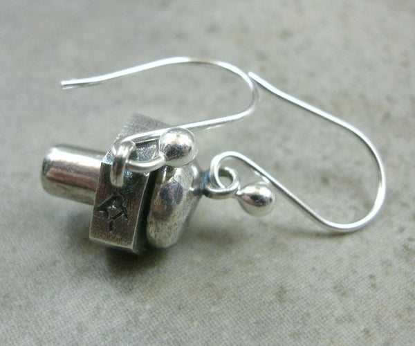 Nut & Bolt Earrings in Sterling Silver - PartsbyNC Industrial Jewelry