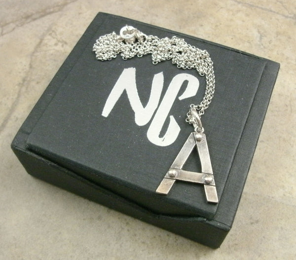 Letter Pendant in Fine Silver - PartsbyNC Industrial Jewelry