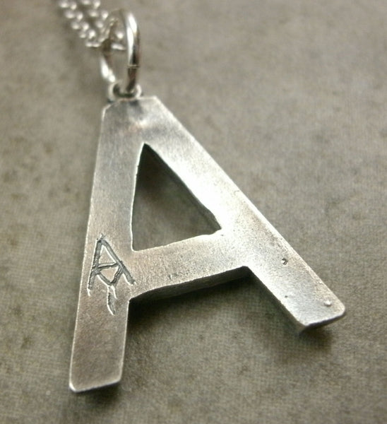 Letter Pendant in Fine Silver - PartsbyNC Industrial Jewelry