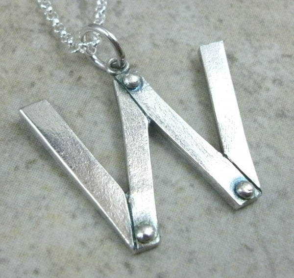 Letter Pendant in Fine Silver - PartsbyNC Industrial Jewelry