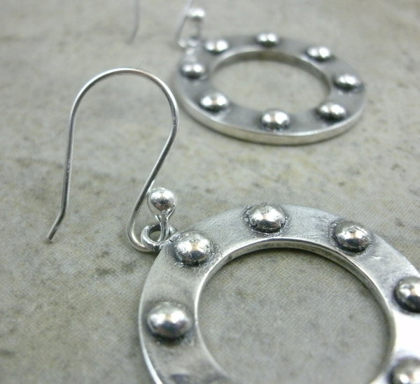 Port Hole Hoop Earrings in Fine Silver - PartsbyNC Industrial Jewelry