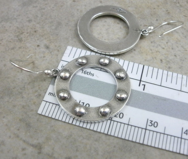 Port Hole Hoop Earrings in Fine Silver - PartsbyNC Industrial Jewelry