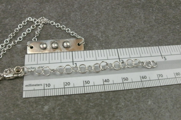 Bar with Rivets Necklace in Sterling & Fine Silver - PartsbyNC Industrial Jewelry