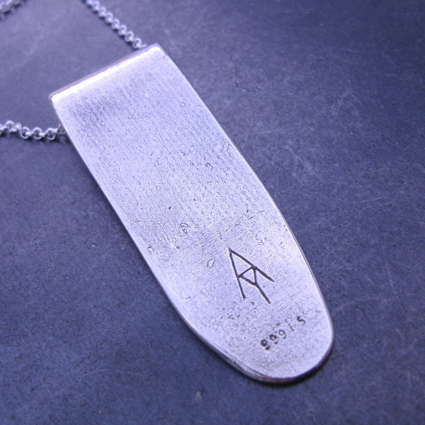 Personalized Ogham Name Scroll Pendant in Fine Silver - PartsbyNC Industrial Jewelry