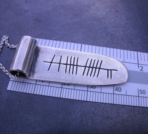 Personalized Ogham Name Scroll Pendant in Fine Silver - PartsbyNC Industrial Jewelry