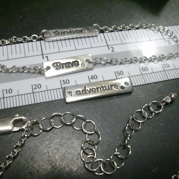 Word Necklace in Sterling & Fine Silver with Diamonds - PartsbyNC Industrial Jewelry