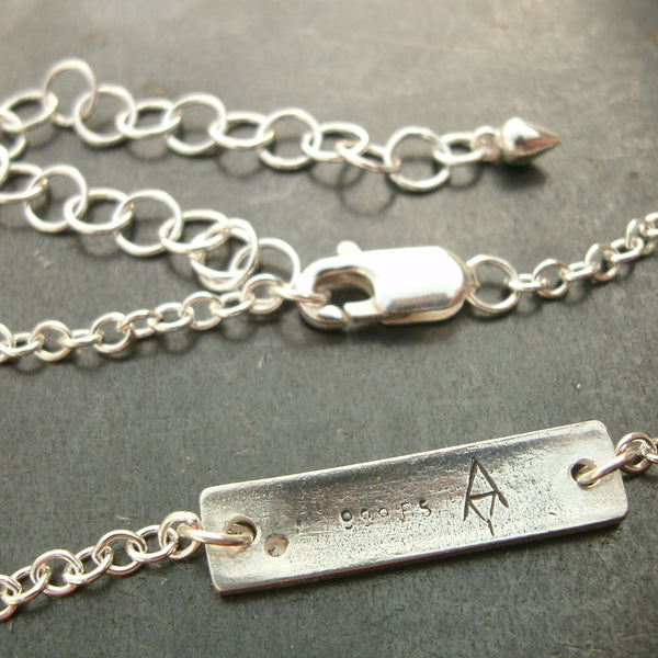Word Necklace in Sterling & Fine Silver with Diamonds - PartsbyNC Industrial Jewelry