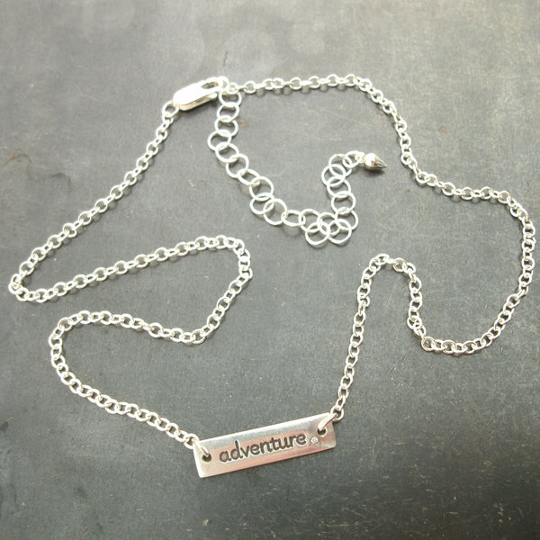 Word Necklace in Sterling & Fine Silver with Diamonds - PartsbyNC Industrial Jewelry