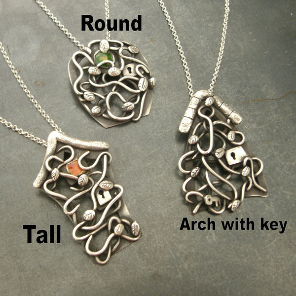 Fairy Garder Door Pendants in Fine Silver - PartsbyNC Industrial Jewelry