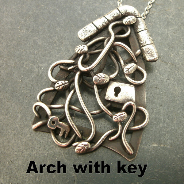 Fairy Garder Door Pendants in Fine Silver - PartsbyNC Industrial Jewelry