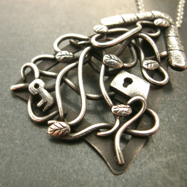Fairy Garder Door Pendants in Fine Silver - PartsbyNC Industrial Jewelry