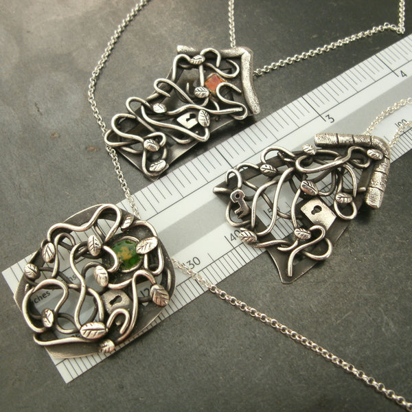 Fairy Garder Door Pendants in Fine Silver - PartsbyNC Industrial Jewelry