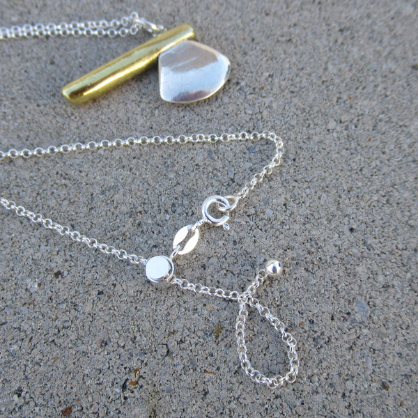 Axe Pendant in Fine Silver & 22k Gold - PartsbyNC Industrial Jewelry