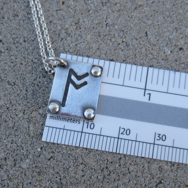 Rune Pendant in Fine Silver - PartsbyNC Industrial Jewelry