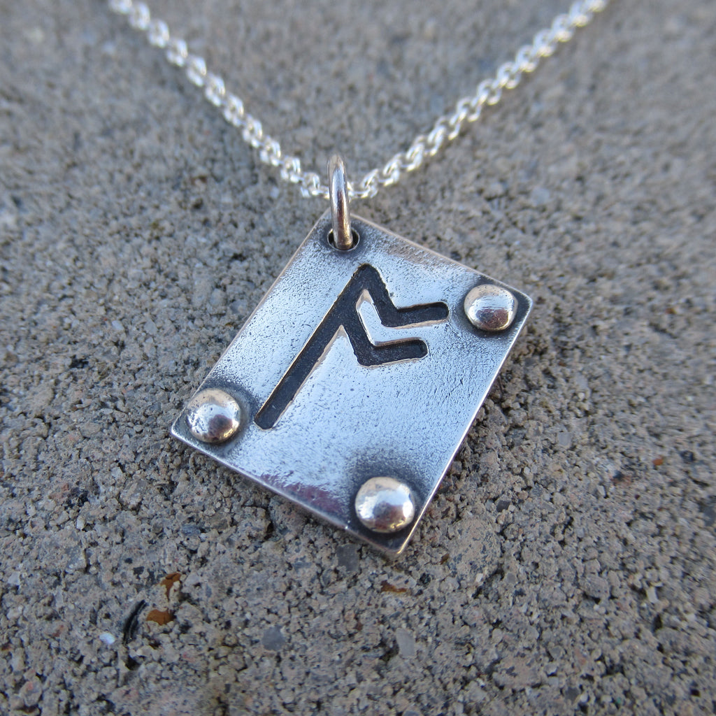 Rune Pendant in Fine Silver - PartsbyNC Industrial Jewelry