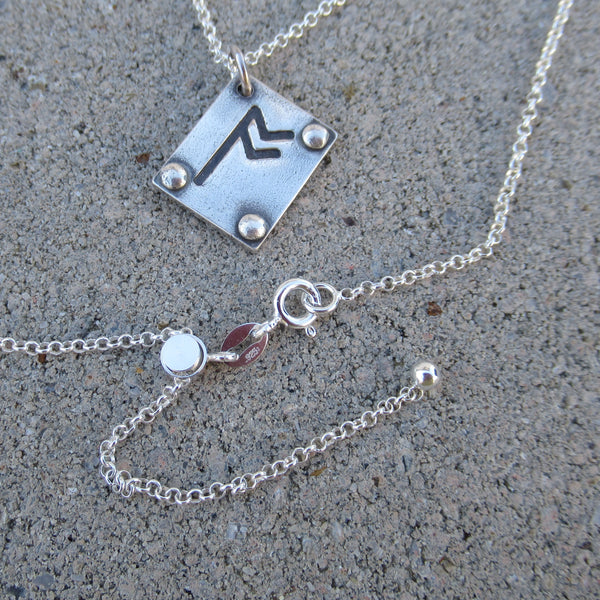 Rune Pendant in Fine Silver - PartsbyNC Industrial Jewelry