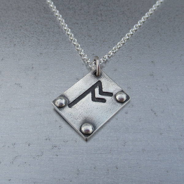 Rune Pendant in Fine Silver - PartsbyNC Industrial Jewelry