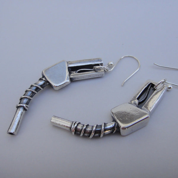 Gas Pump Earrings in Sterling Silver - PartsbyNC Industrial Jewelry