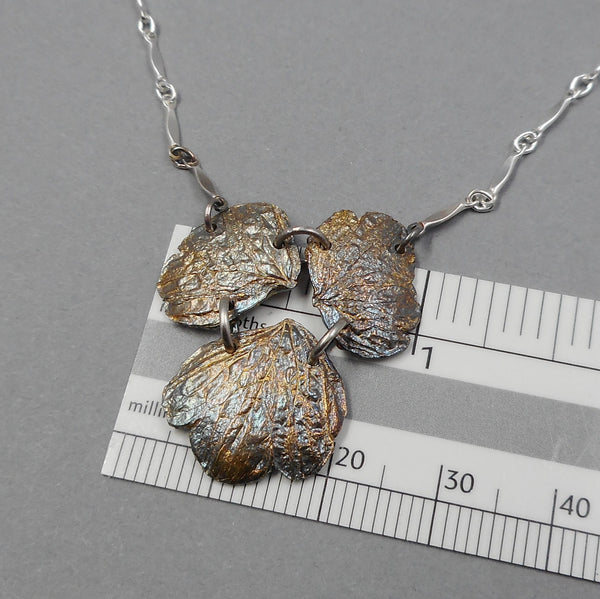 Size of Columbine Necklace in Sterling & Fine SIlver from PartsbyNC