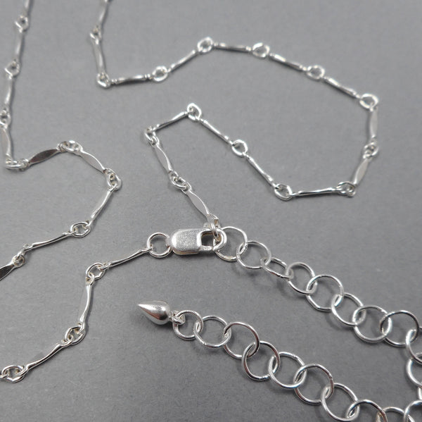 Sterling Silver Hammered Bar Chain with Lobster Clasp and Extender from PartsbyNC