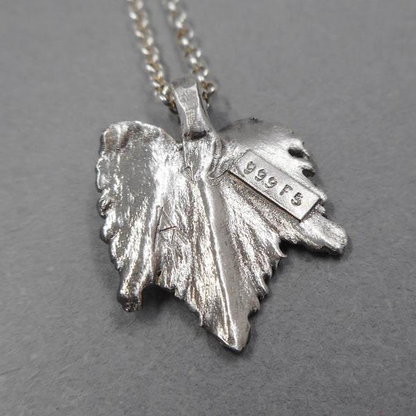 Fine Silver Botanical Leaf Pendant from PartsbyNC